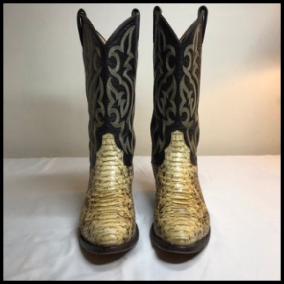 Tony Lama Vintage Natural Python Western Stitching Boots Style #8114 Size 7.5 D - Picture 6 of 16